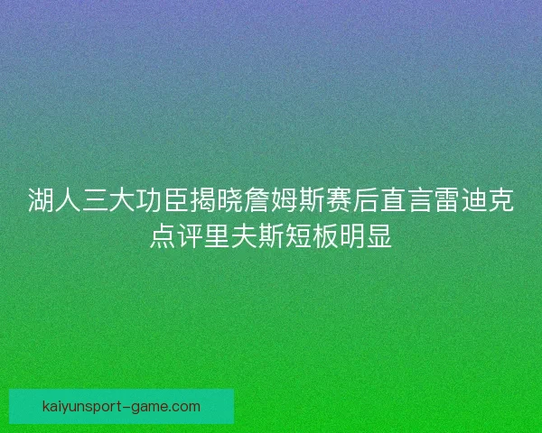 湖人三大功臣揭晓詹姆斯赛后直言雷迪克点评里夫斯短板明显